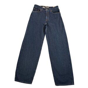 Levis Premium Baggy Dad Jeans dark blue pinstripe loose sz 27x32